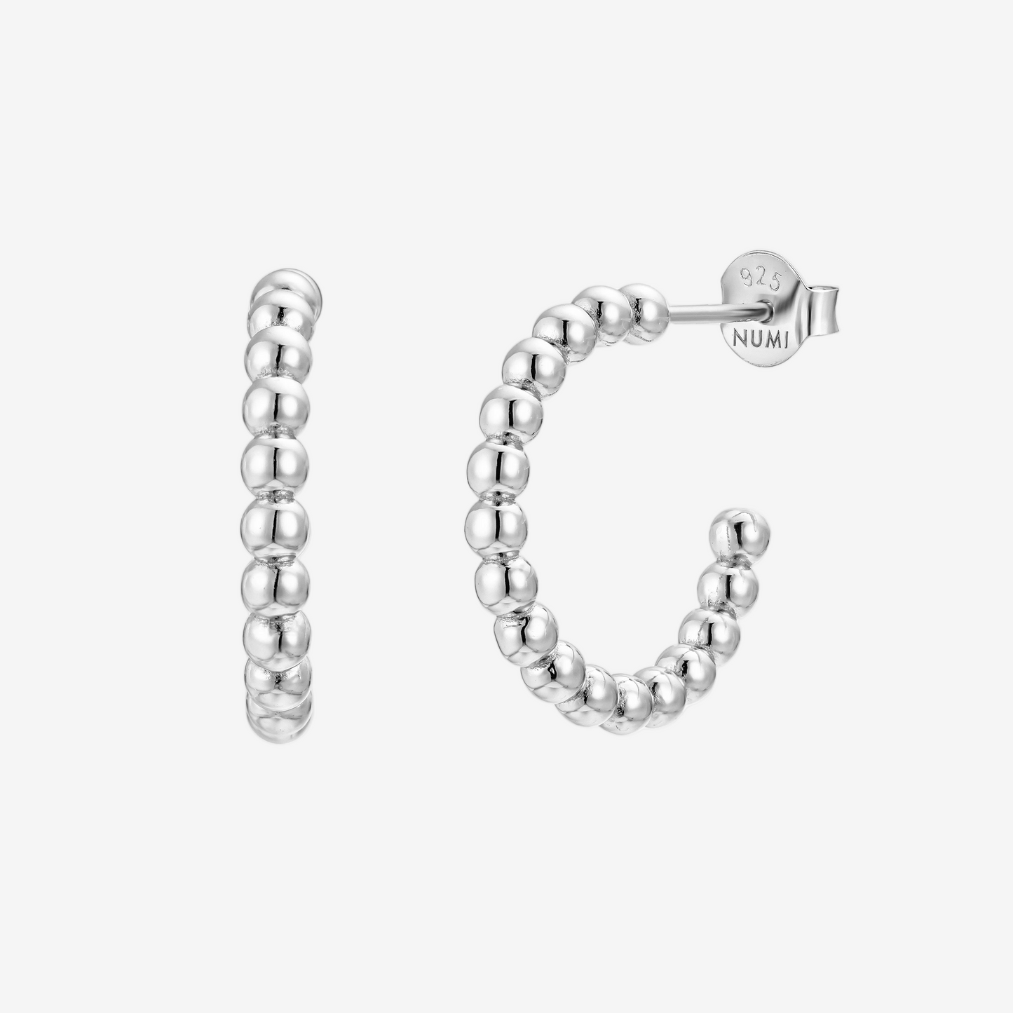Beaded Hoop - Argento Rodiato