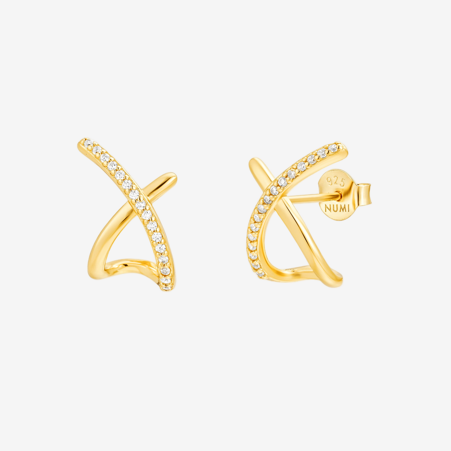 Cross Pavé Stud - Oro 18K
