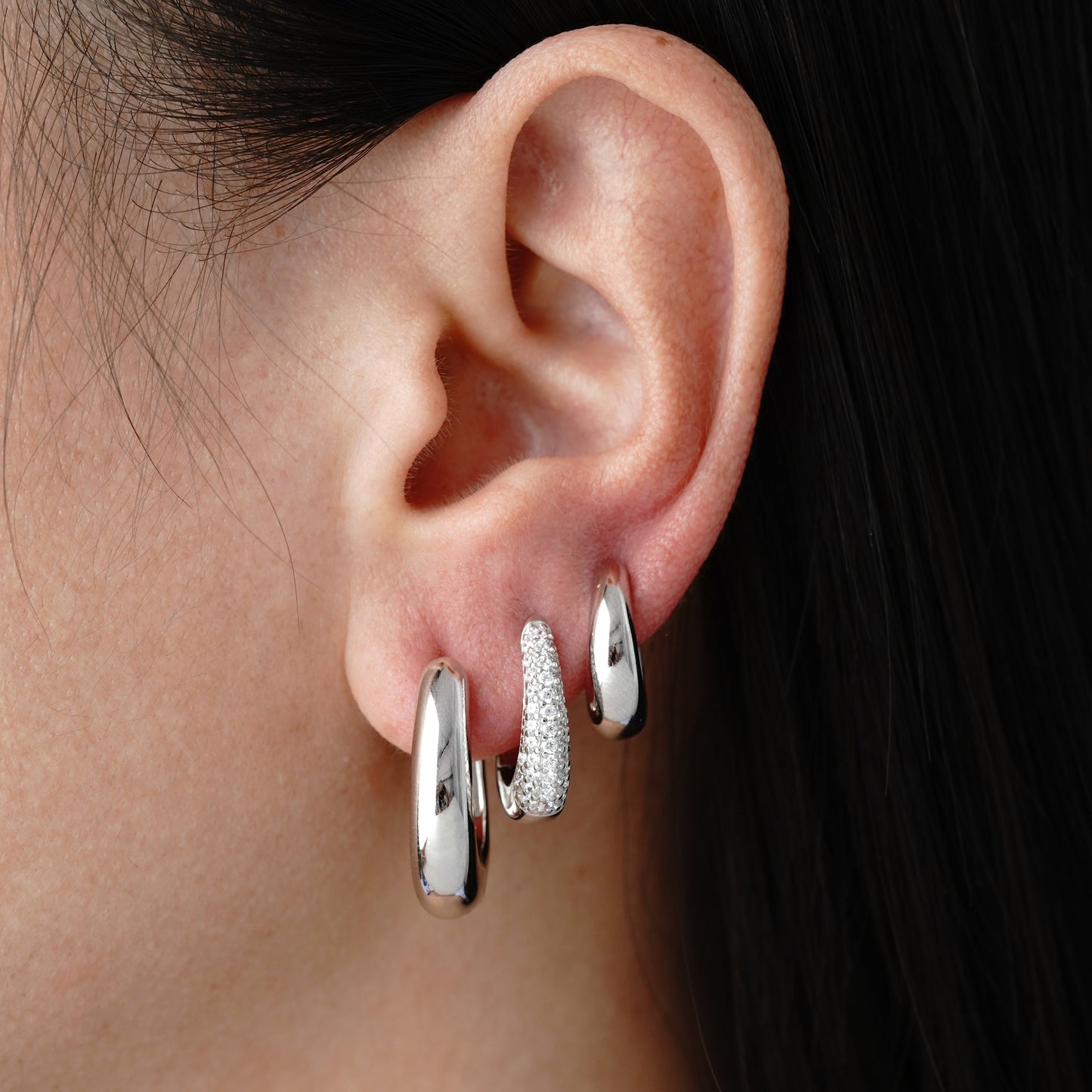 Drop Hoop Pavé - Argento