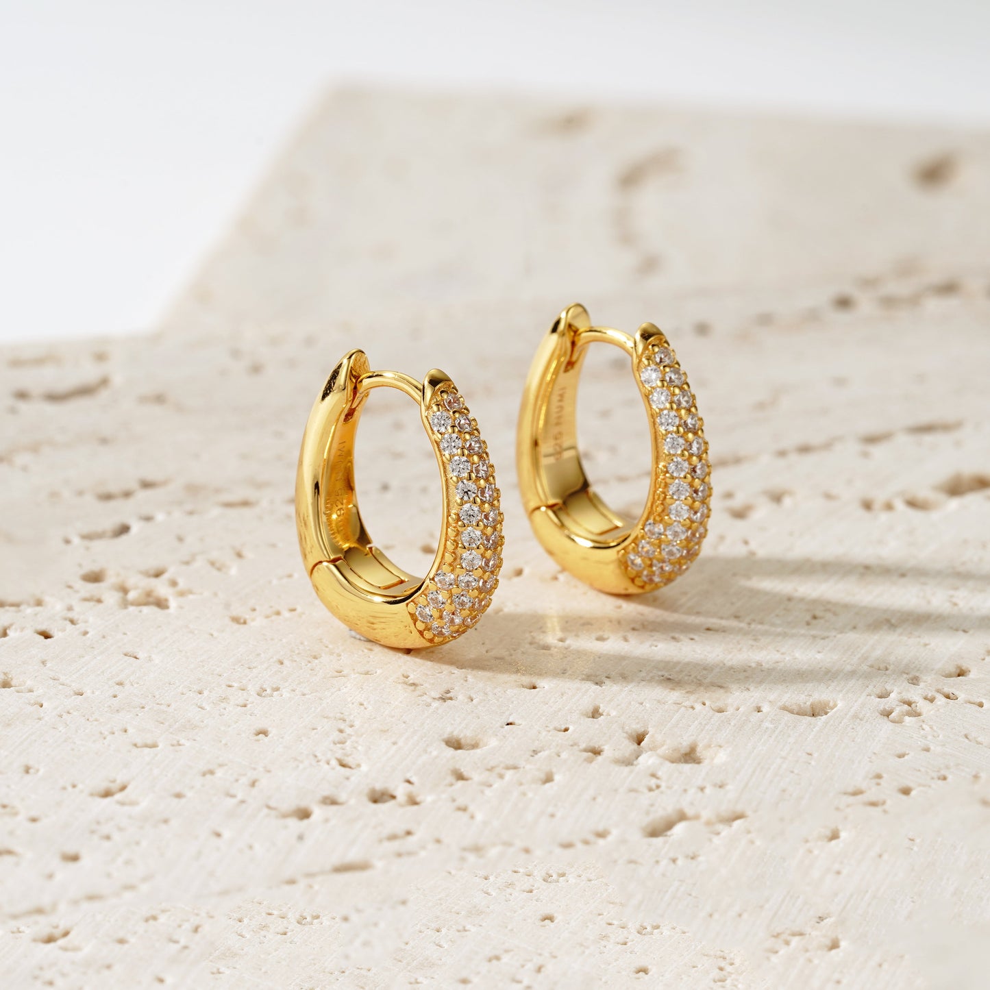 Drop Hoop Pavé - Oro 18K