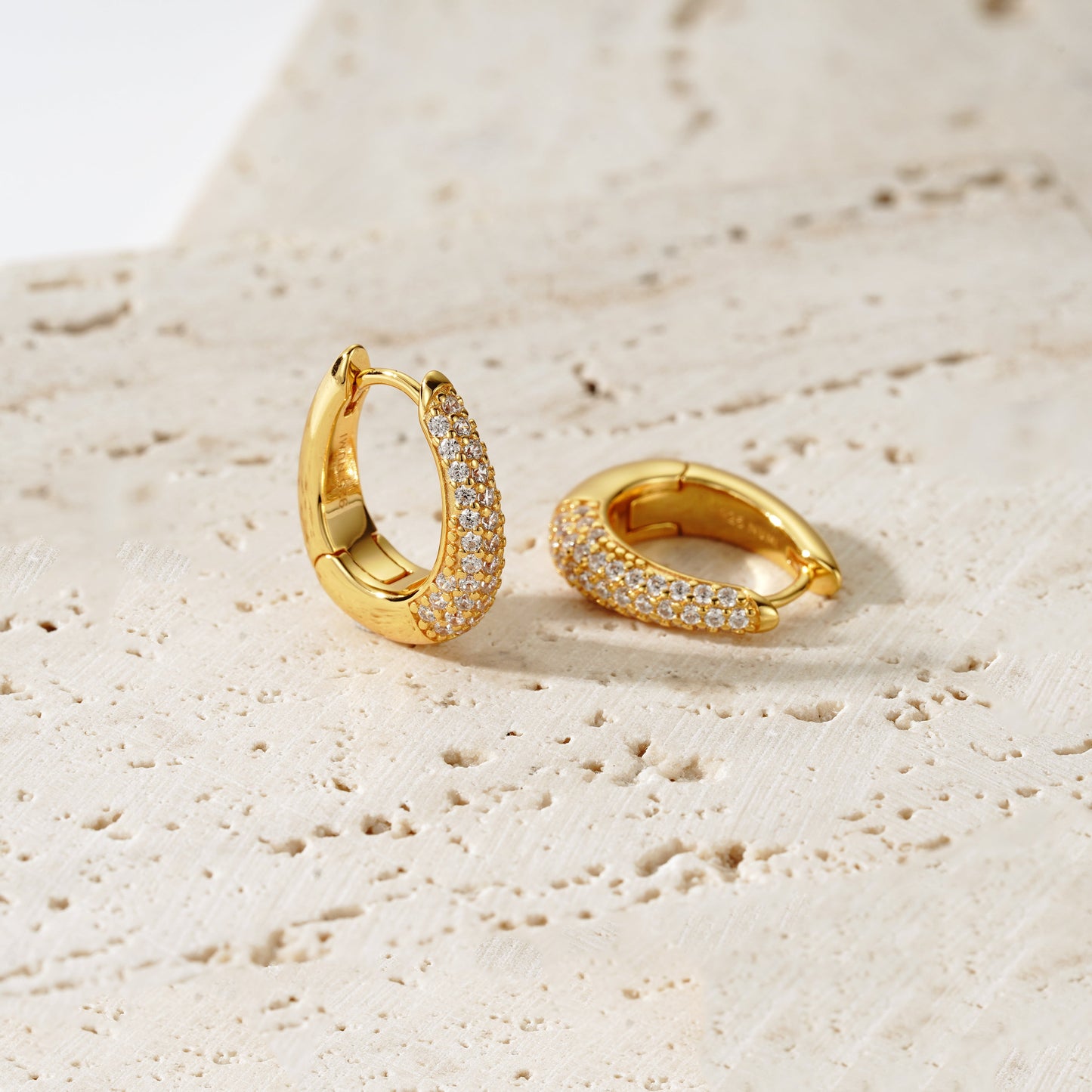 Drop Hoop Pavé - Oro 18K
