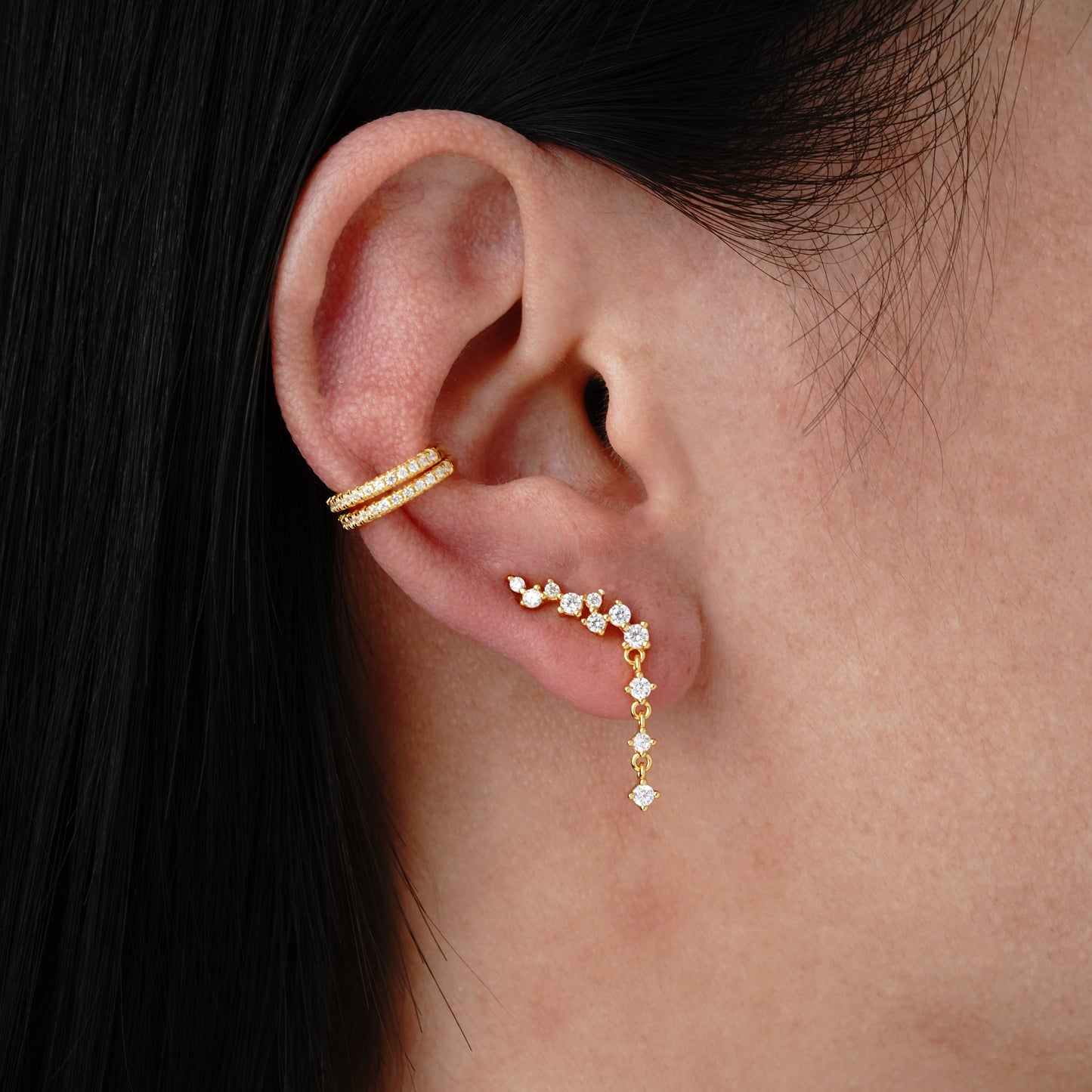 Starry Ear Climber - Oro 18K