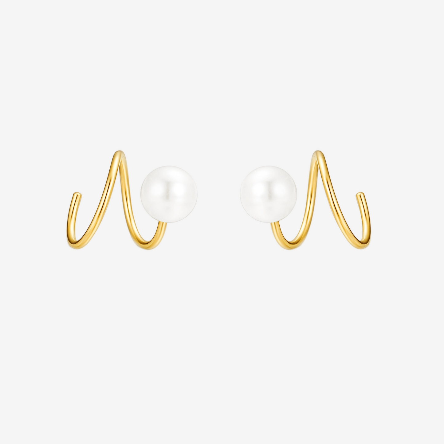 Pearl Huggie - Oro 18K