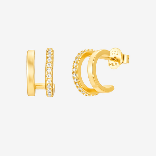 Double Huggie - Oro 18K
