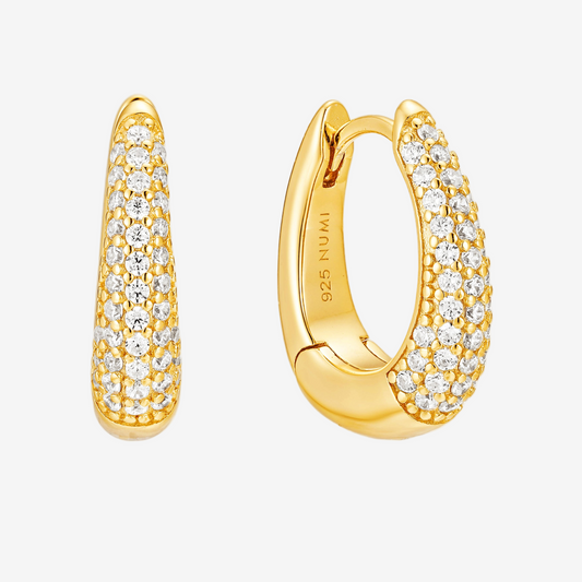 Drop Hoop Pavé - Oro 18K
