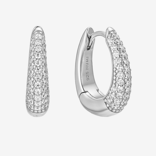 Drop Hoop Pavé - Argento