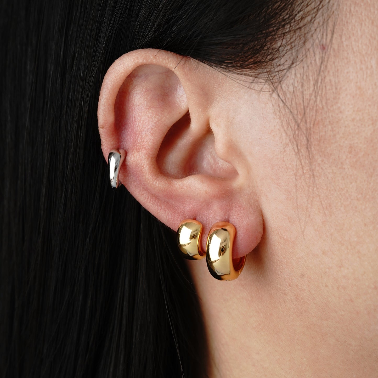 Chunky Hoop Small - Argento Rodiato