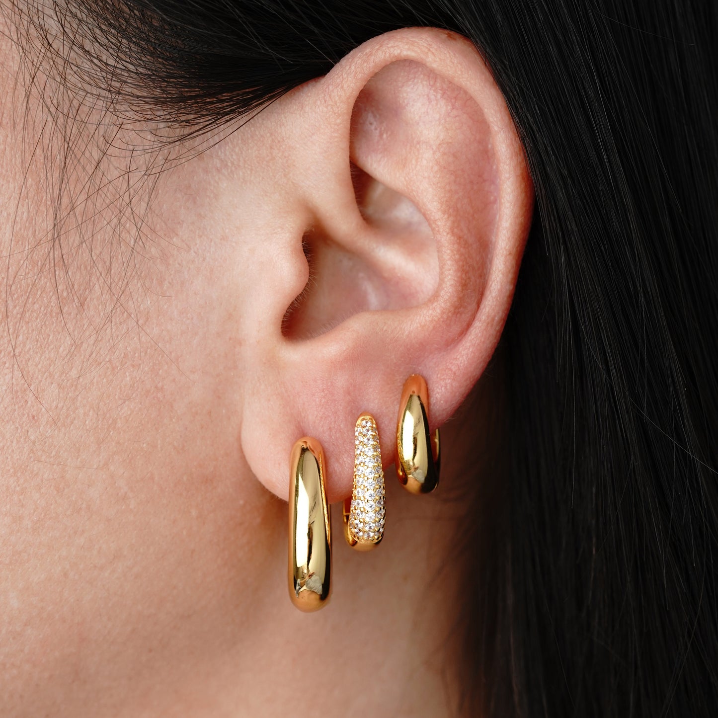 Drop Hoop Pavé - Oro 18K