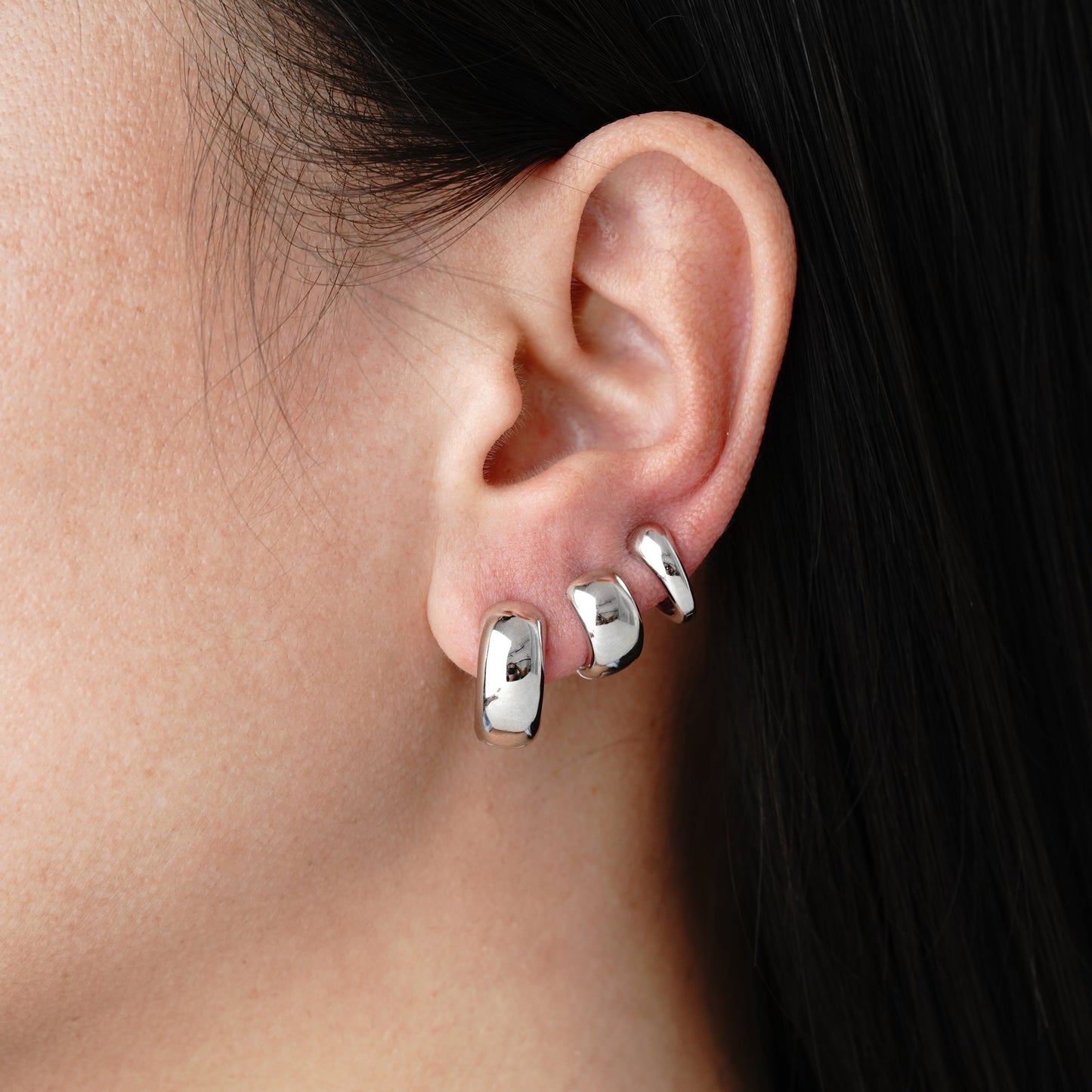 Chunky Hoop Small - Argento Rodiato