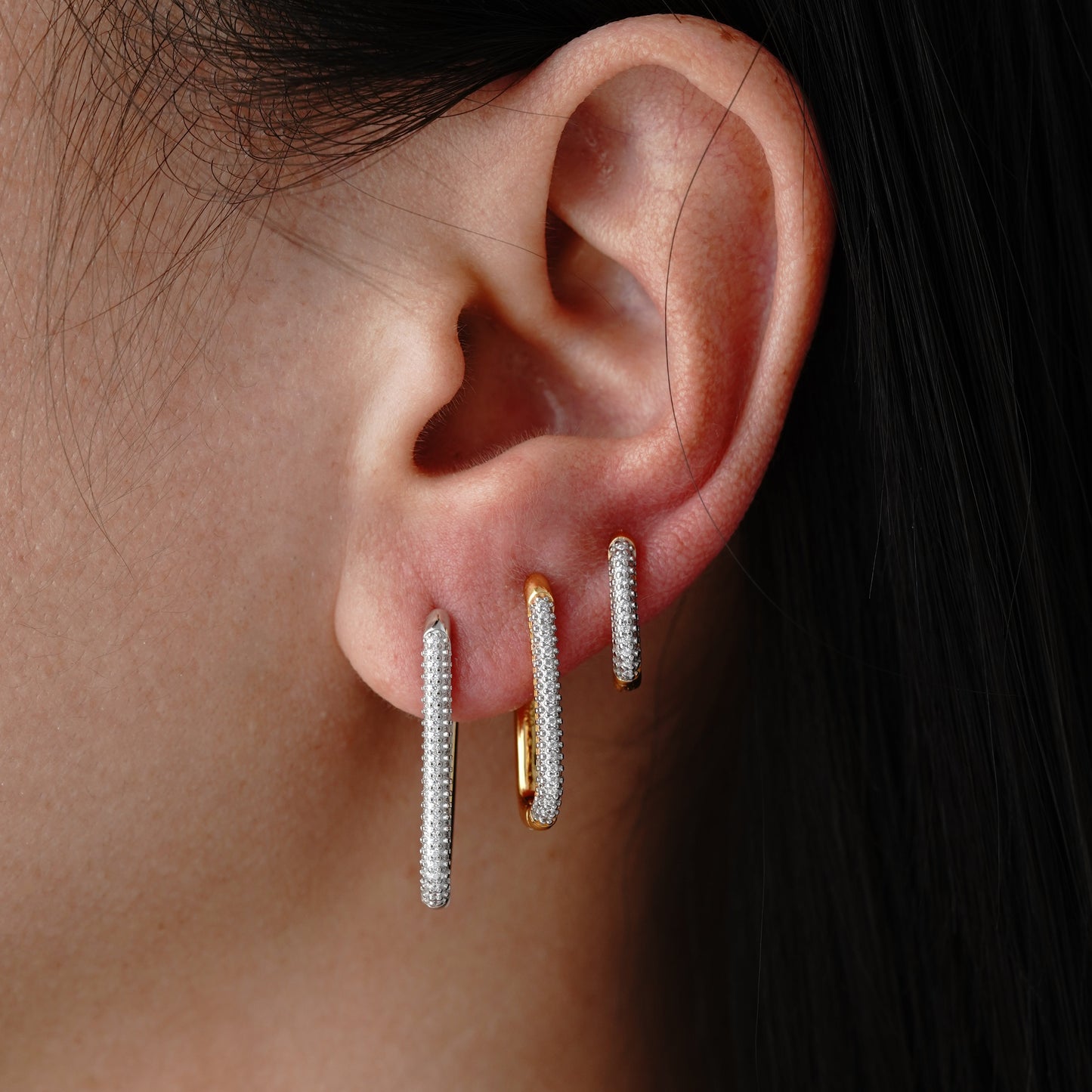 Clip Hoop Pavé Small - Oro 18K