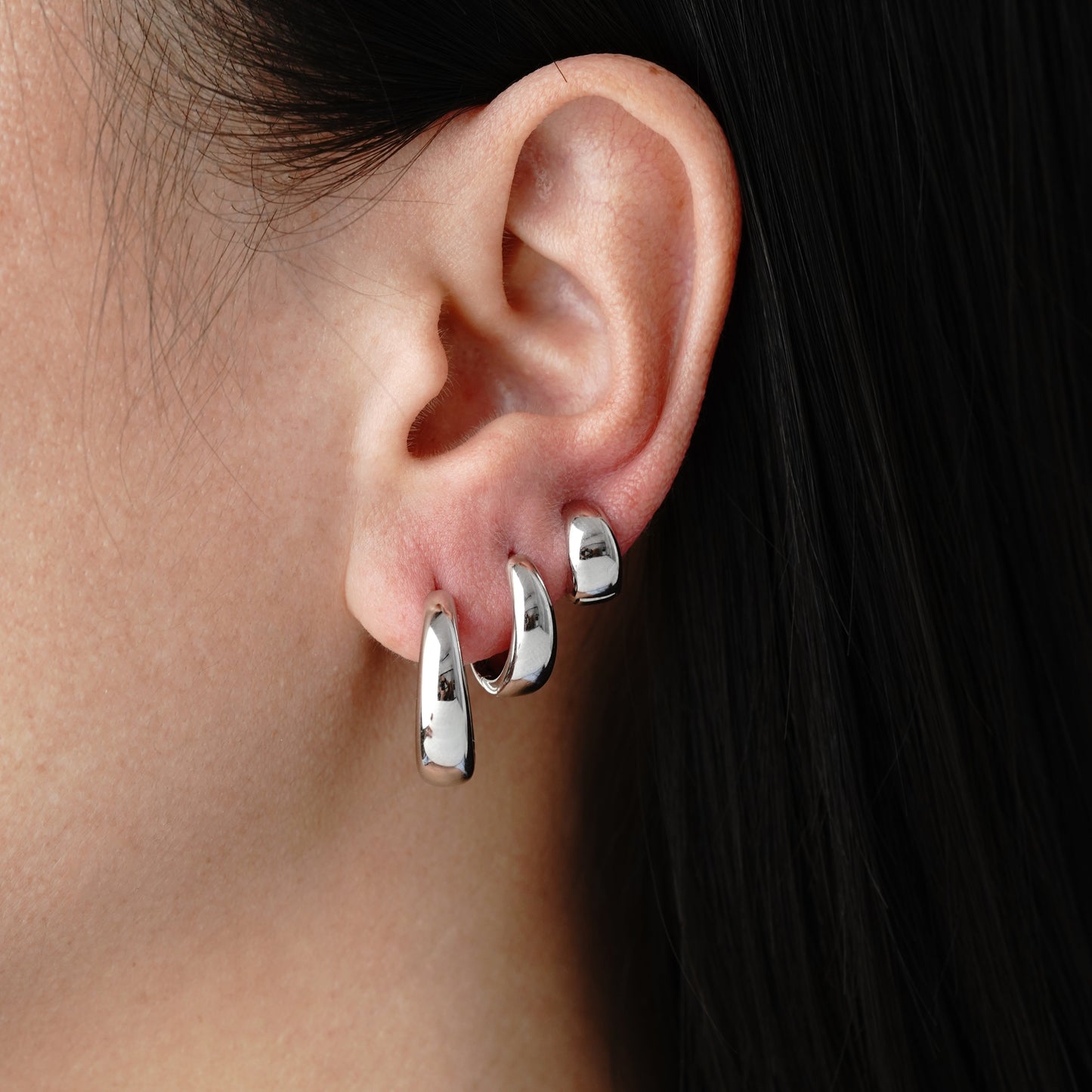 Bold Hoop Medium - Argento Rodiato