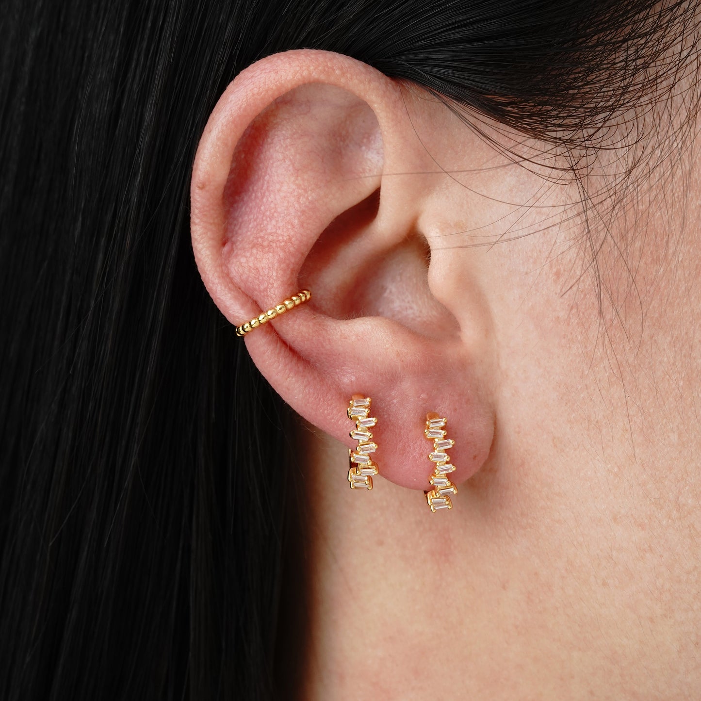 Beaded Earcuff - Argento Rodiato