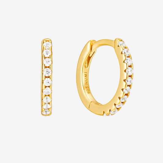 Flat Hoop Pavé Medium - Oro 18K