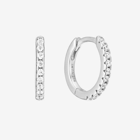Flat Hoop Pavé Medium - Argento