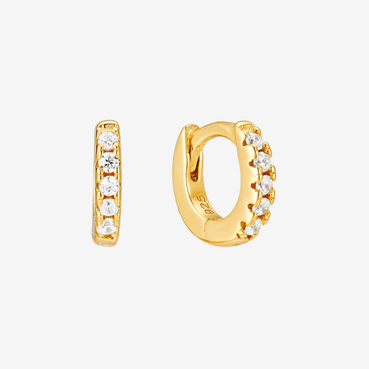 Flat Hoop Pavé Mini - Oro 18K