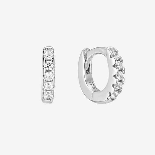 Flat Hoop Pavé Mini - Argento