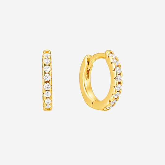 Flat Hoop Pavé Small - Oro 18K