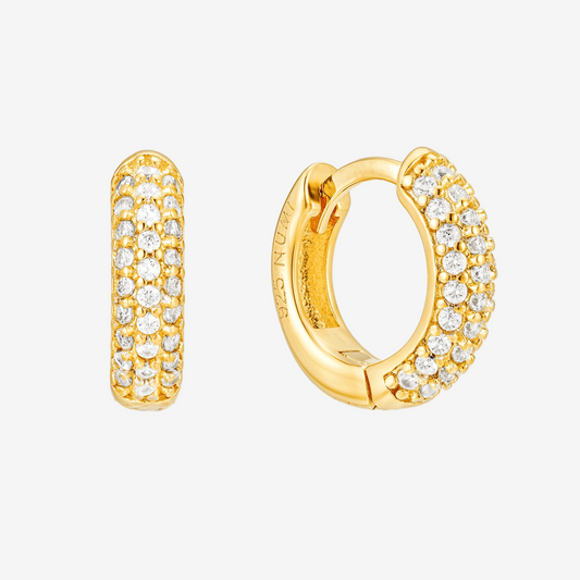 Tube Hoop Pavé Mini - Oro 18K
