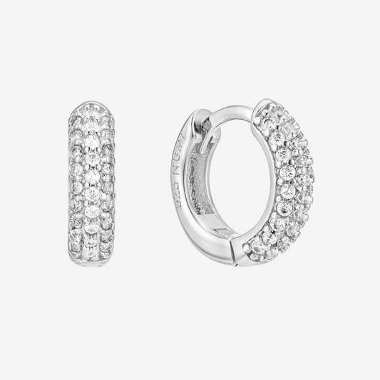 Tube Hoop Pavé Mini - Argento Rodiato